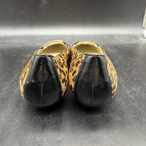 Talbots Womens Size 8.5B Calf Hair Leopard Print Leather Upper Pointed Toe Flats - Picture 4 of 8